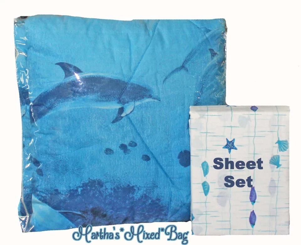 Комплект постельного белья, накидки, юбки и простыней Tropical Coastal Beach Ocean Blue DOLPHIN - Изображение 4 из 4