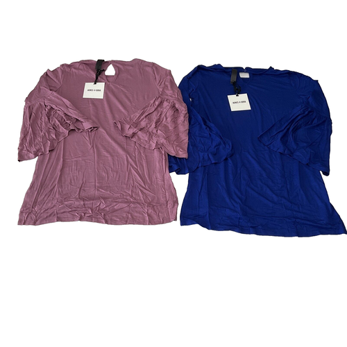Agnes And Dora Bell Sleeve Tunic Tops Womens Size 2XL 18-20 Blue Mauve 2 Tops - Picture 2 of 19