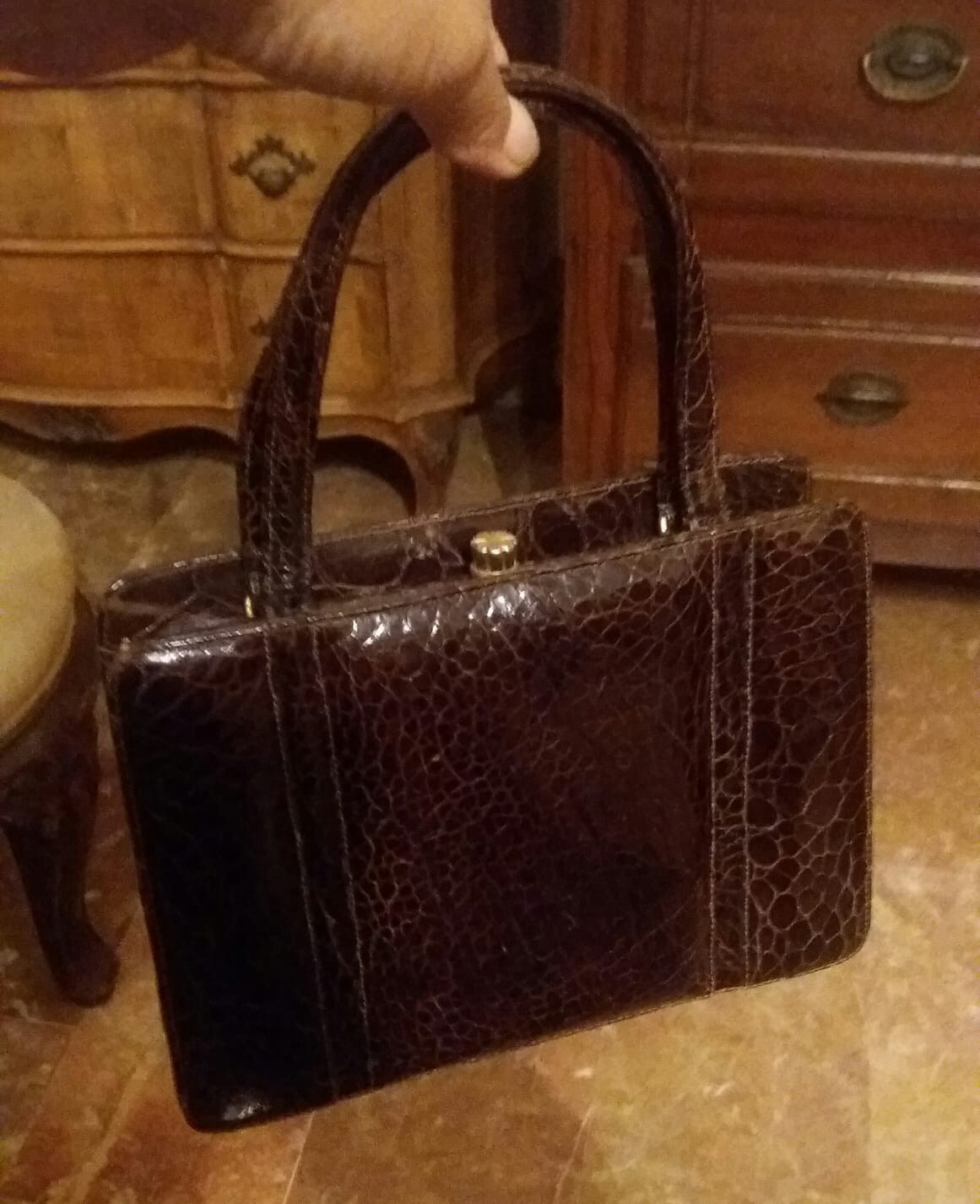 SAOLA Borsa Marrone con Manici Da Portare A mano In Tartaruga Vintage Anno '60