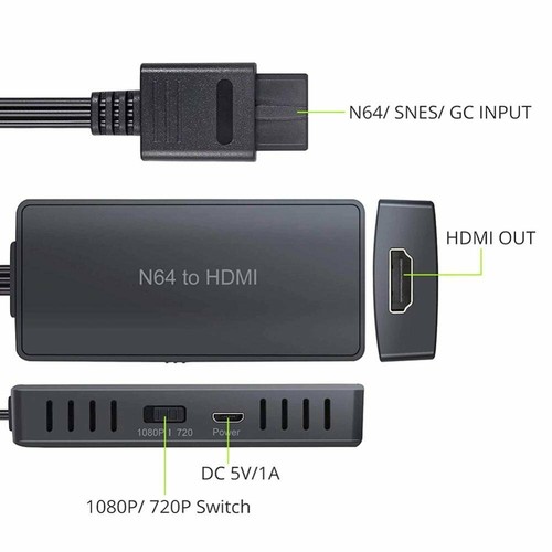 HDMI Adapter Converter w/ HD Cable for Nintendo 64/SNES/SFC/NGC Gamecube Console - Picture 7 of 11