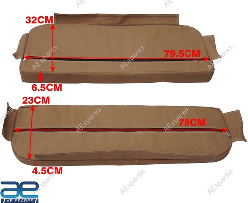 Complete Canvas Seat Cushion Set Tan Color Fits For Willys Jeeps Ford MB GPW - Picture 2 of 7
