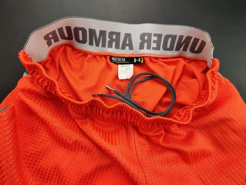 Under Armour Loose Fit Men's Medium Neon Orange/Grey Basketball 12" Shorts - Picture 2 of 8