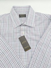      New Arrow Mens 15.5x33 Purple Blue Check Classic Fit Dress Shirt