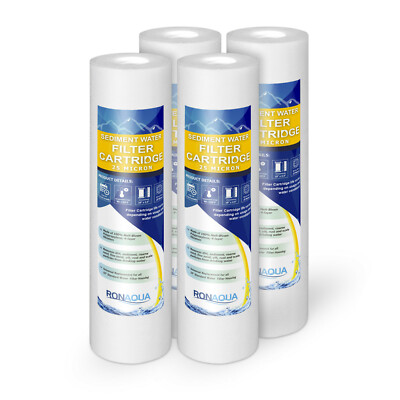 4  Sediment 25 Micron Water Filter Cartridges 2.5'' x 10'' for Reverse Osmosis 