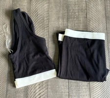 Bozzolo Lounge Set Size L Black and White Biker Short Crop Tank