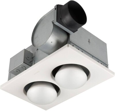 NUTONE 9427P Bathroom Ceiling 2-Bulb Infrared Heater/Exhaust Fan 4.0 Sones