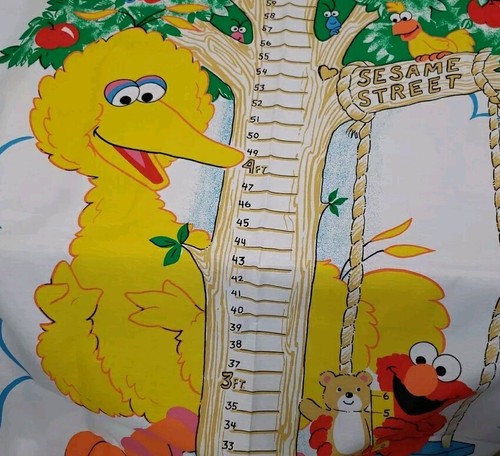 Bright Sesame Street Fabric Panel Growth Chart Big Bird Elmo Sewing Spectrix DIY