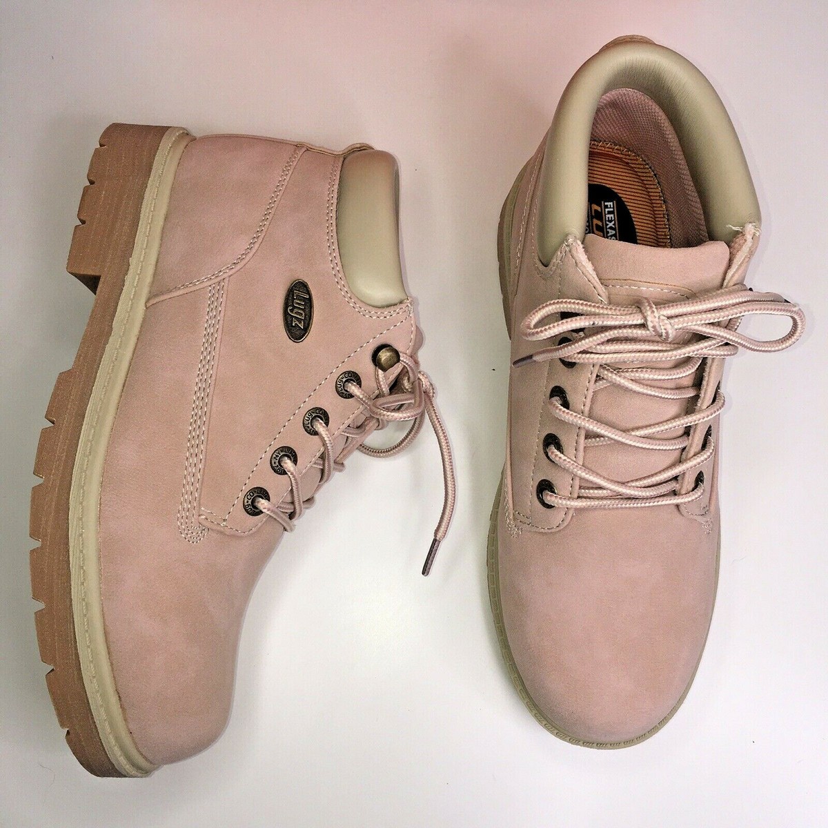 Lugz Drifter LX Lace Up Ankle Boots Pink Waterproof Memory foam