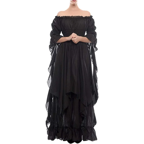 Damen Viktorianisch Langes Kleid Renaissance Mittelalter Hexe Kostüm Gothic - Bild 5 von 20