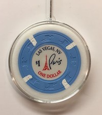 Paris Hotel Casino Las Vegas $1 Chip Christmas Tree Ornament Holiday Hanging