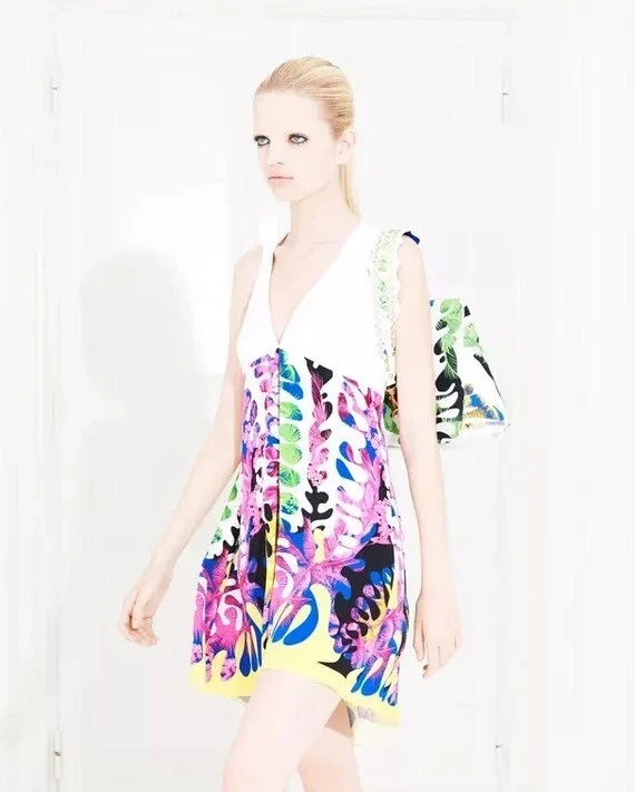 Resort 2012 Look #14 Nuovo Abito Versace Stampa Floreale Seta con Borsa 38 2