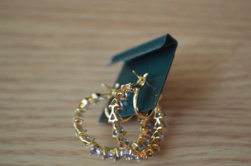 3.00ct Premium Tanzanite Inside Out Hoop Earrings ~ 14k YG over Fine Silver - Picture 3 of 9