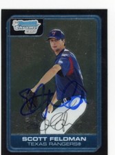 SIGNED BASEBALL CARD AUTO 2006 BOWMAN CHROME SCOTT FELDMAN TEXAS RANGERS #180