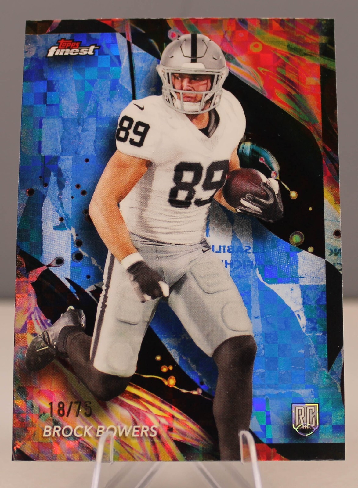 2024 Topps Finest Brock Bowers Blue Checkerboard /75 RC SP #182 Football