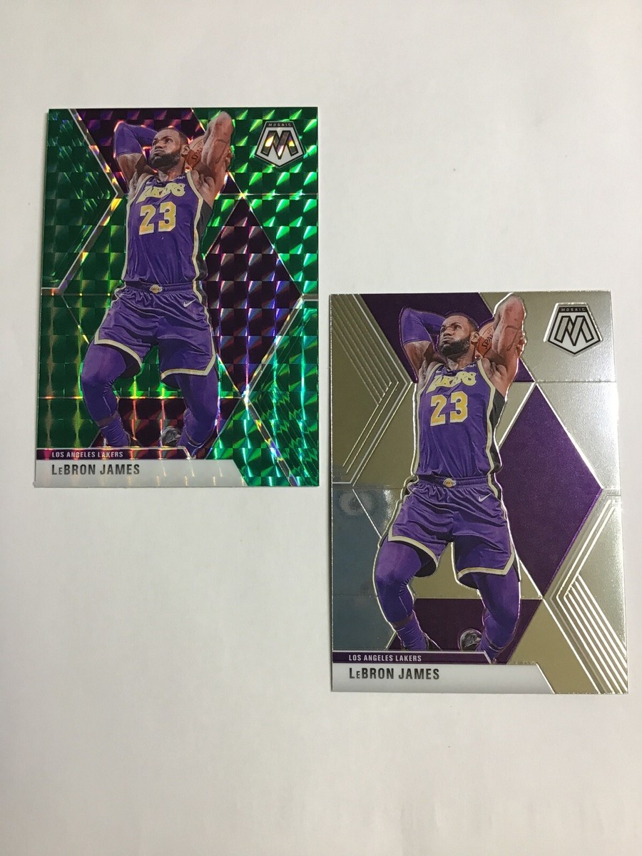 2019-20 Panini Mosaic #8 Lebron James Green Prizm + Base -2 Cards