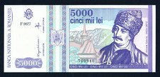 ROMANIA 5,000 Lei 1993, UNCIRCULATED