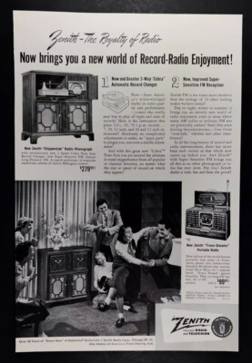 1950 Zenith Chippendale Radio-Phonograph & Trans-Oceanic Radio Print Ad  