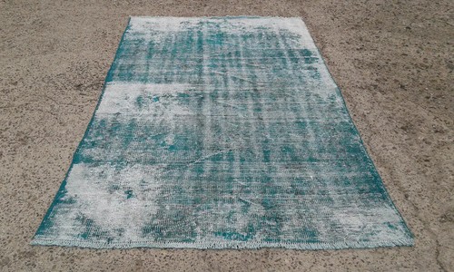 blue overdyed rug, anatolian vintage turkish rugs, large area rugs, - Picture 3 of 10