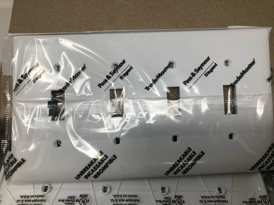 10-Legrand-Pass & Seymour TP4-W 4-Gang 4 переключателя белый переключатель настенные пластины - Изображение 3 из 3