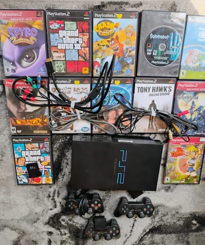 Sony PlayStation 2 Console(SCPH-50001) Bundle , 12games,3controllers