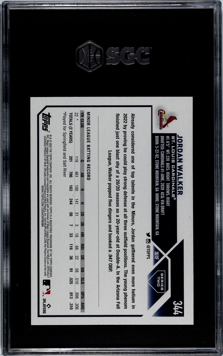 Jordan Walker Rookie Card 2023 Topps Series 2 SGC 9.5 MT+ St