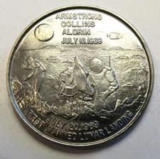 APOLLO 11 CREW DATED COIN 1st MANNED LUNAR LANDING MINTED IN 1960'S NEW COND.