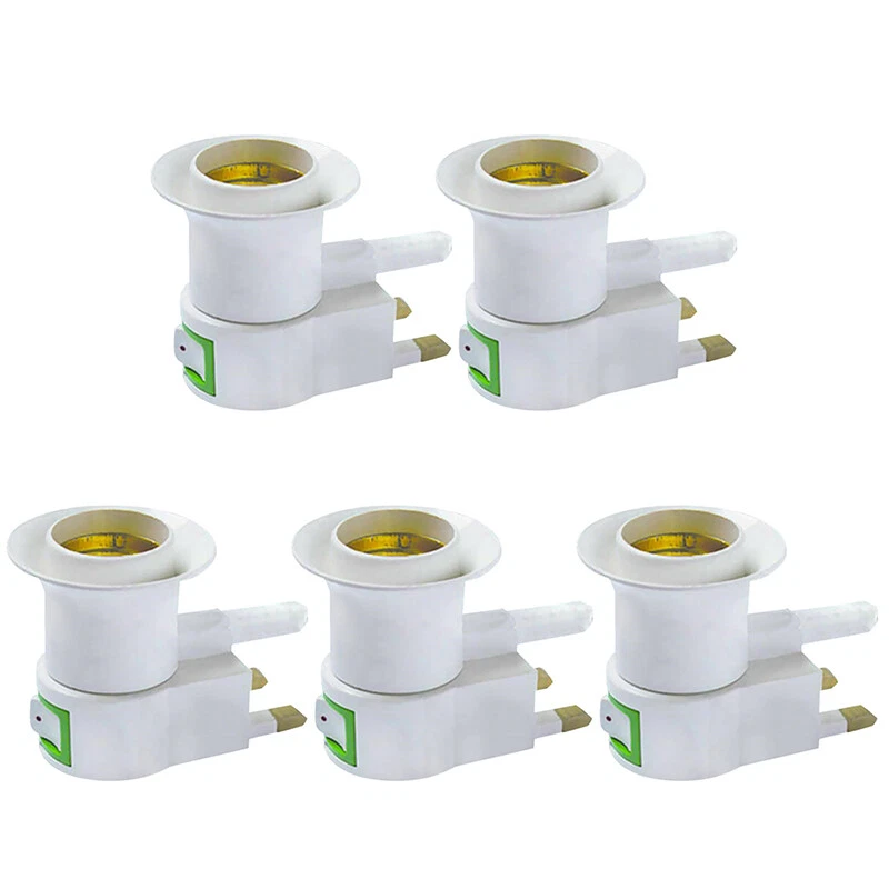 3 Pin UK Plug 13A E27 Base LED Light Holder Bulb Adapter Converter Socket Switch