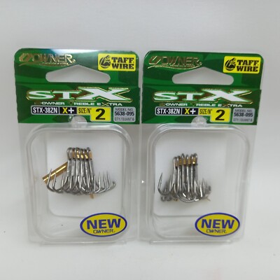 2pack Owner X+ STX-38ZN Treble Extra Taff Wire Lure Fishing Hook