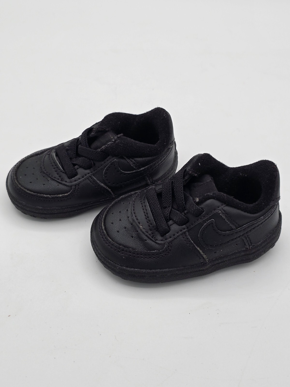 Nike Air Force 1 Baby Crib CB Shoes Solid Black Leather CK2201-001 Infant Sz 3C