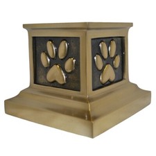 Small/Keepsake Cubic 39 Inch Roman Paws Bronze Funeral Cremation Urn for Ashes