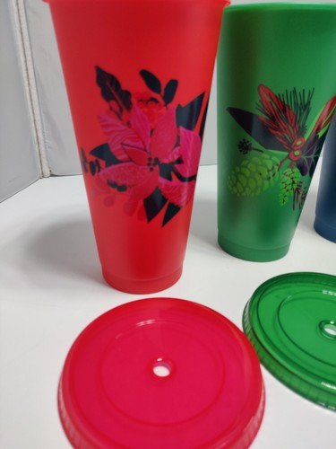 Lot of 5 Starbucks Coffee Reusable Cup 2020 24oz Holiday No straws - Picture 2 of 8