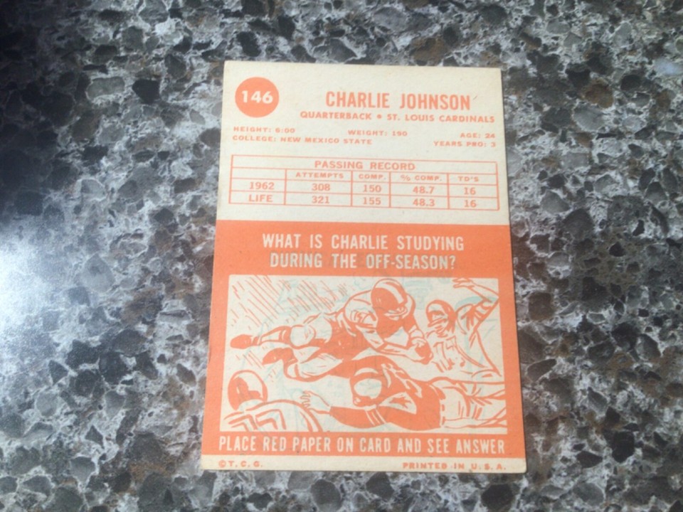 1963 TOPPS 146 CHARLIE JOHNSON VG (RC) CARDINALS eBay