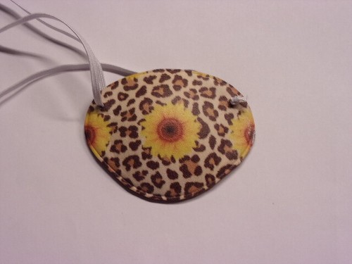 World's Best Eye Patch, Embossed Leather Daisy/Leopard B-8, Replaceable Elastic - Picture 10 of 17