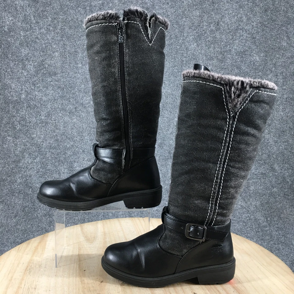 Totes Boots Womens 6 M Tall Side Zip Insulated Mid Winter Snow Boot Black Fabric - Image 2 of 4