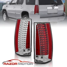 2007-2014 For Cadillac Escalade ESV Chrome Euro Clear LED Brake Tail Lights Pair