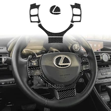 For Lexus RC300 350 200T 15-2022 Black Carbon Fiber Steering Wheel Cover Sticker