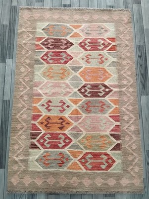 Kreide Handarbeit Afghan/Türkischer Kelim Teppich, Azteken Wolle Vorleger Größe 184x122 CM