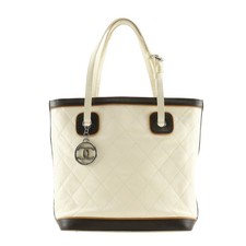 Chanel Quilted Tote Calfskin Ivory 2007 with Papers Women's Bag #NB1614