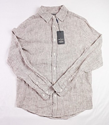 Daniel Hechter Shirt Mens S White Striped 100% Linen Long Sleeve Casual $88 NEW