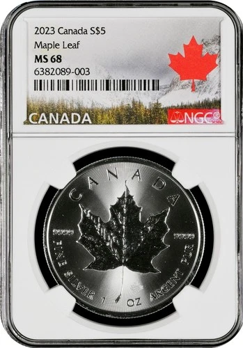 Canada Silver $5 2023 1oz Maple Leaf MS 68 NGC Certified