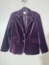 Coldwater Creek Blazer Womens 4-6 Purple Velvet Jacket Jewel Tone Fairy Cocktail