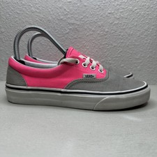 VANS Women's Low Top Canvas Lace-Up Sneakers Gray Hot Pink Women s Size 7