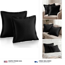 Entisn 26x26 Inch Black Euro Sham Covers Set of 2 with 2 Inch Flange - 26" x ...