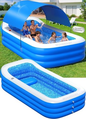2026 Inflatable Pool with Canopy,Upgraded Blow up Pool for Adults&Kids,Large Inf