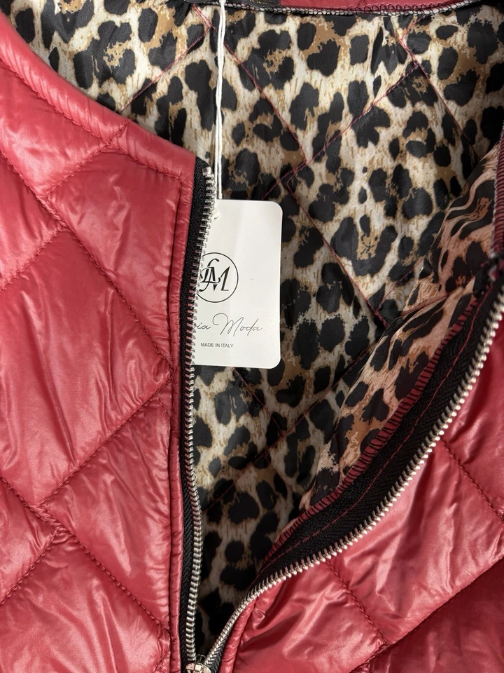 Damen Steppjacke ultraleicht Rot Leo One Size 38-44 Übergangsjacke Oversize - Bild 4 von 4