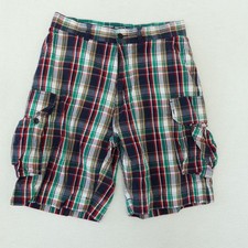 Vintage Polo Ralph Lauren Cargo Shorts Mens 33 Multi Madras Plaid 9" VTG 90s