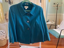 Talbots Size 8 Stylish Rayon/Cotton Blend Teal Blue Blazer