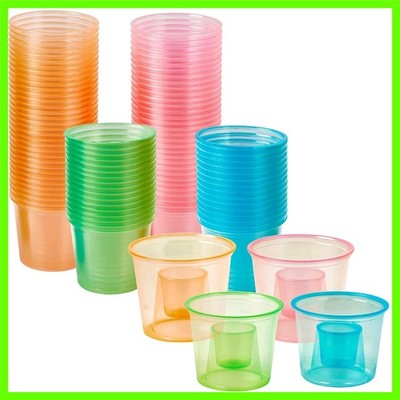 100 Disposable Bomber Cups Color Plastic Bomber Shot Glasses Highly Durable a...