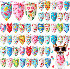 50 Pcs Summer Bandanas Dogs Bulk Hawaiian Dog Bandanas Fruit Kerchief Set for Su