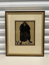 William Nicholson “V is for Villain” An Alphabet 1897 Lithograph Framed